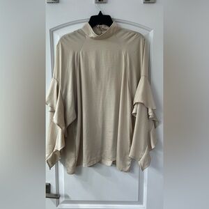 H&M Beige Ruffle Sleeve Blouse